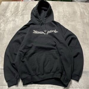 Glidan Blade Devil Y2k Logo Swoosh Hoodie Sweatshirt Black Pullover Size L